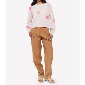 NEW BRODIE CASHMERE flower pop crew neck jumper in cherry blossom